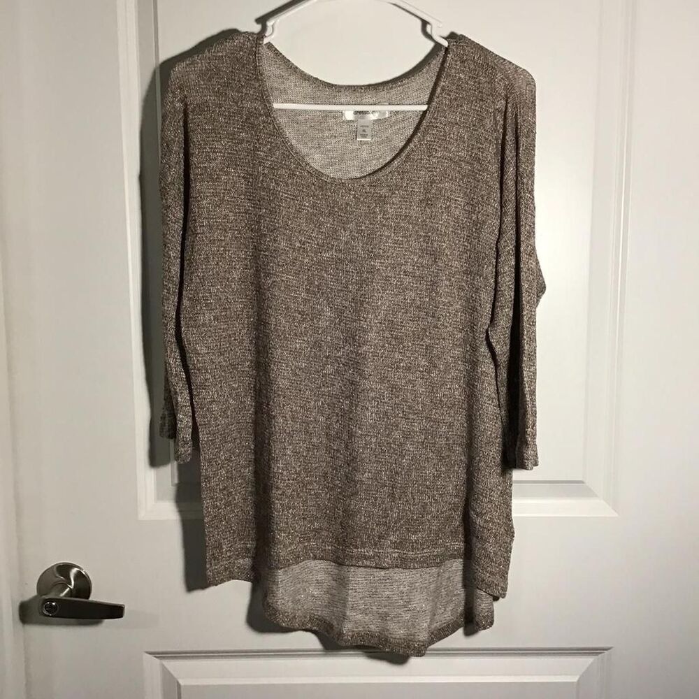 Dressbarn Women's Brown and Tan Blouse XL